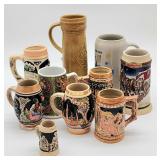 Beer mug lot mainly German