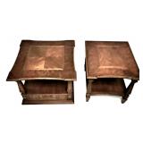 Pair vintage walnut end tables by Heritage