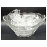 Glass punch bowl and cups