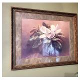 Huge Magnolia print in ornate wooden frame