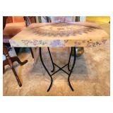 Canvas top table metal base