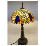 Leaded stained glass lamp grapes metal base