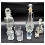 Glassware lot with decanter