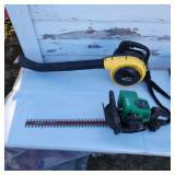 Gas hedgetrimmers and blower as found
