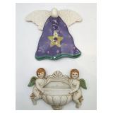 Porcelain cherub pottery angel wall plaques