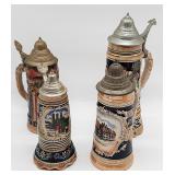 Lot German lidded beer steins