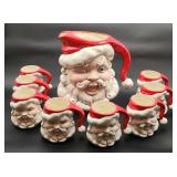 Handmade ceramic Santa pitcher & mugs well done