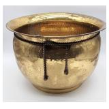 Large hammered brass planter