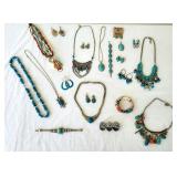 Real & faux turquoise costume jewelry lot