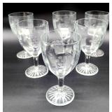 6 grape etched crystal  wine glasses