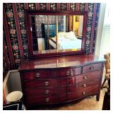 Dixie mahogany bowfront dresser & mirror