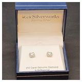 Diamond & cubic zirconia sterling earrings