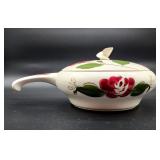 Unique sleek hand painted pot with lid