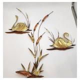 Vintage home interiors metal swans w cattails
