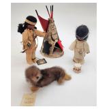 Vintage indian doll set etc