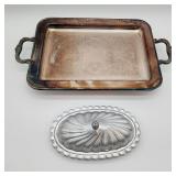 Silverplated footed tray & butter dish