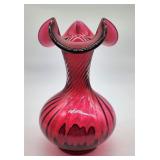 Fenton cranberry glass vase