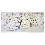 Costume jewelry lot w many pins & brooches etc