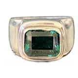 Unique sterling silver ring w emerald