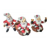 8" Ceramic Santas w hand bells