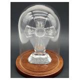 Czech lead crystal cross under glass dome