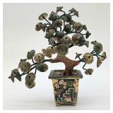 Petite Asian jade tree in champleve style planter
