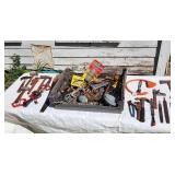 Tray lot tools hammers files pliers wrenches