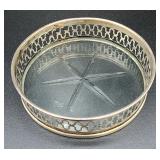 Coaster w reticulated sterling silver rim