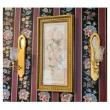 Home Interiors cherub print w wall sconces