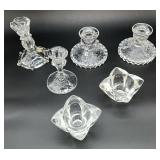 Lot vintage glass candleholders