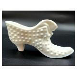 Fenton milk glass hobnail shoe vintage label