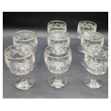 Lot of eight Grapevine thumbprint goblets