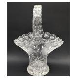 Etched cut crystal basket