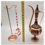 Copper ewer and coppertone decoration