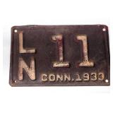 1933 Connecticut license plate