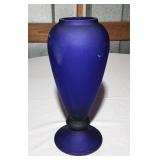 Large cobalt satin glass vase see pics