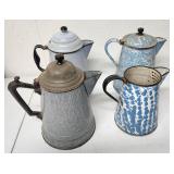 Antique enamelware coffee pots