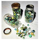 3 jars of vintage marbles