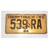 1964 North Carolina Farm Truck license plate