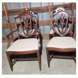 4 solid mahogany shield back dining chairs
