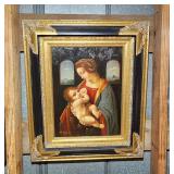 Vintage Madonna oil painting on board 24'h x 20w