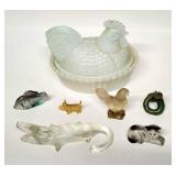 Collectibles mini glass rooster,alligatpr,etc