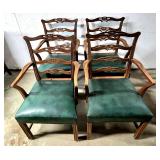 4 solid walnut Chippendale chairs 1 as is
