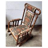 Antique twisty mahogany platform rocking chair