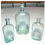 Antique glass 1/2 pint & quart flasks