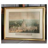 Large framed engraving Washington City