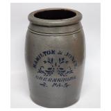 Antique Hamilton & Jones stoneware crock