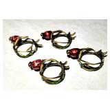 Enameled metal cardinal napkin rings