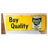 Large vintage Quaker State Oil metal sign