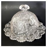 Pressed glass butter dish